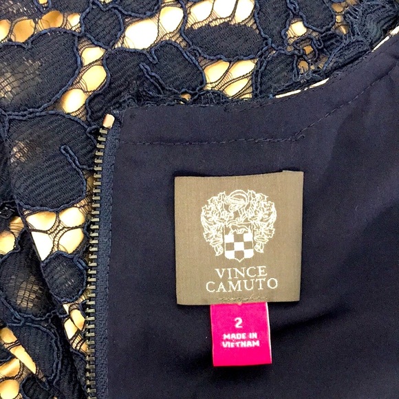 NWOT Vince Camuto Women’s Navy Blue Lace A Line Mini Dress Size 2 - Picture 7 of 11